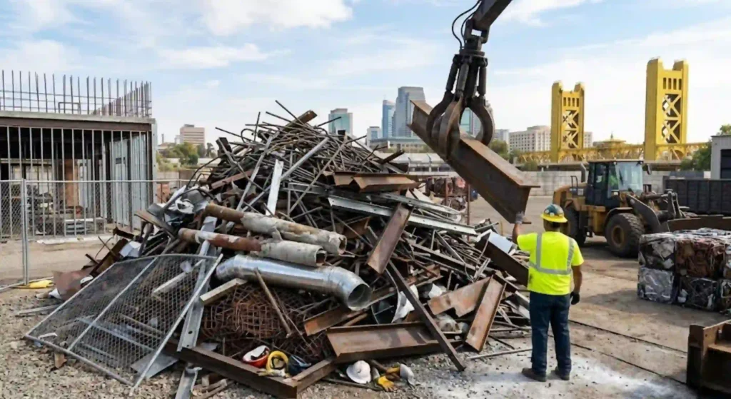 scrap metal pile from construction site