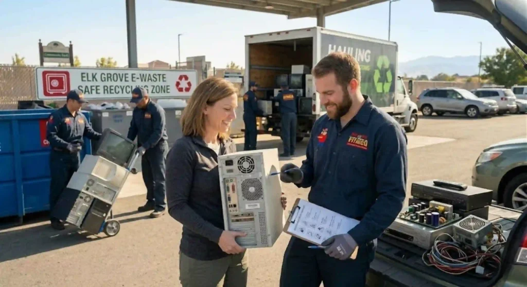 Professional TV disposal team removing electronics in Elk Grove