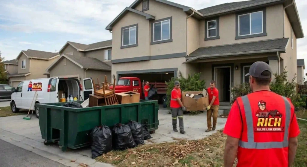 cleanout team removing furniture from a property