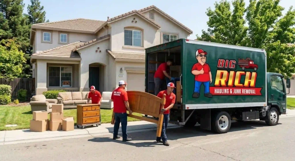 Furniture removal team clearing a home before sale in Elk Grove