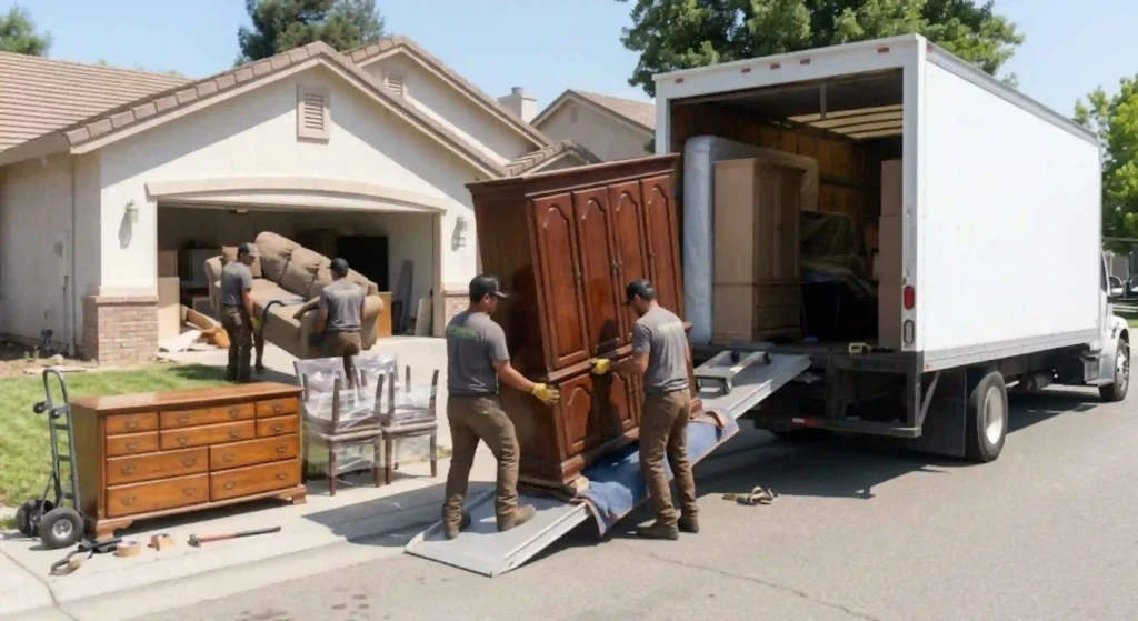 Furniture hauling team working in Roseville